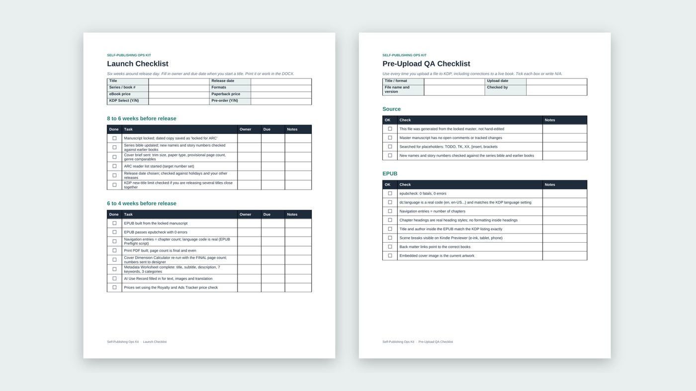 Launch and QA checklists