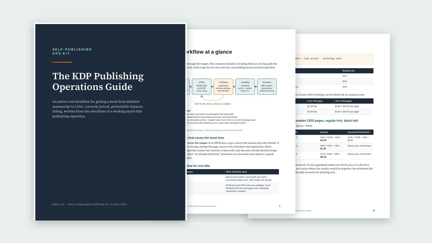 The KDP Publishing Operations Guide cover and interior pages